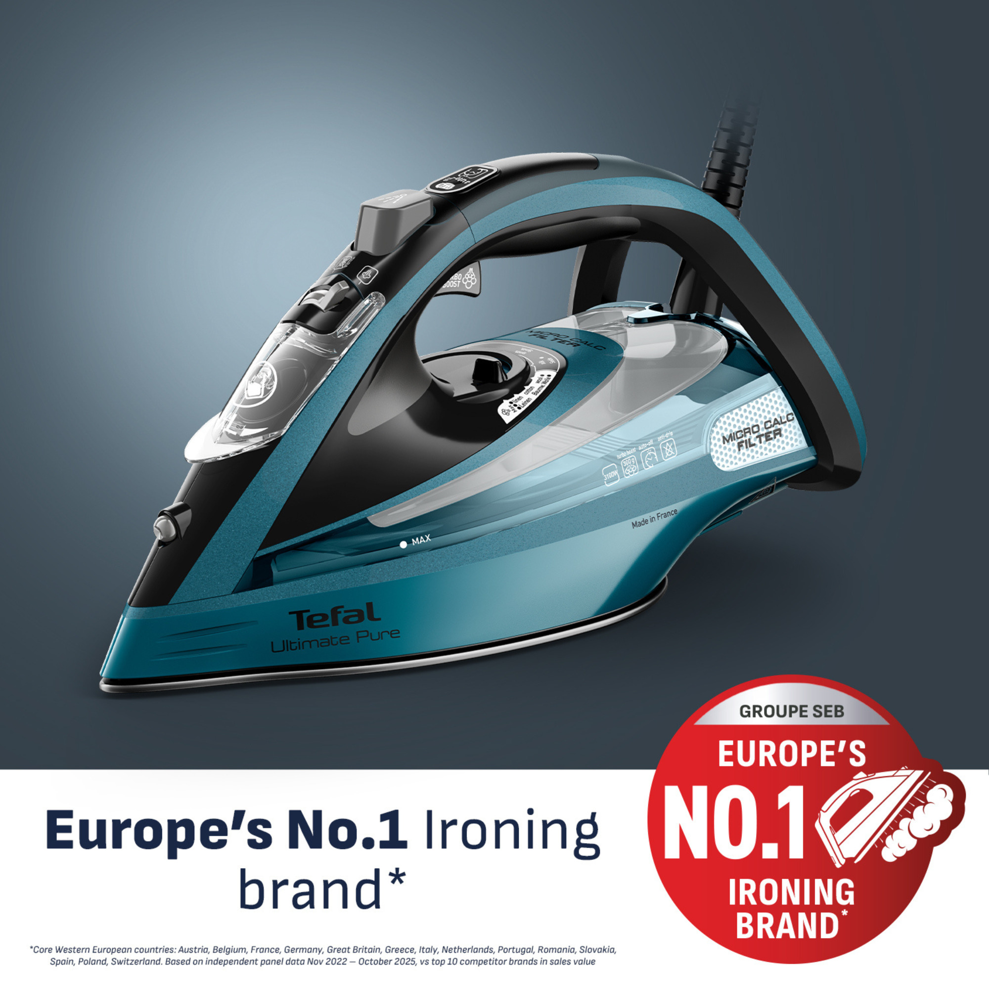 Tefal Ultimate Pure Steam Iron FV9853G0 - Blue – image 2
