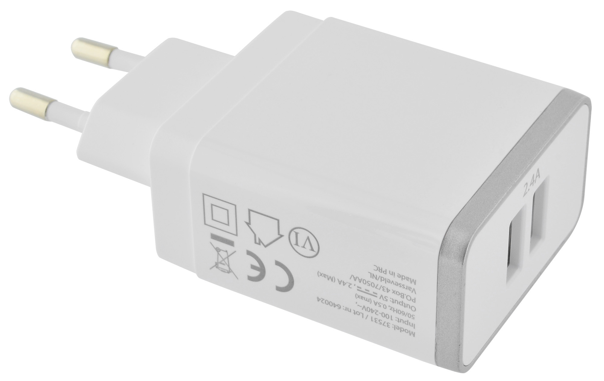 Mobiparts Wall Charger Dual USB 2.4A + Micro USB Cable White – image 3