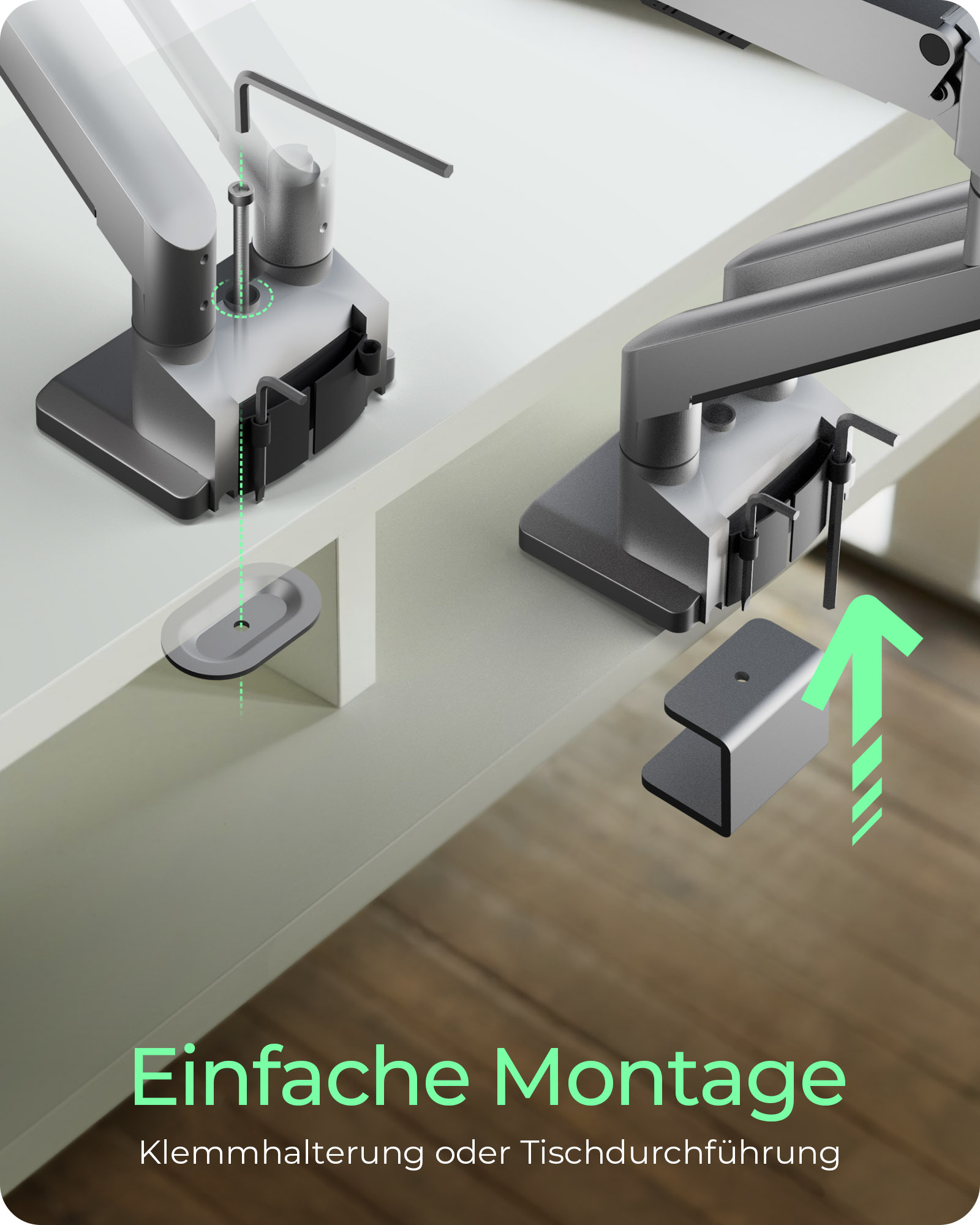 Monitorständer IcyBox 2 Monitore mit Tischhalterung
