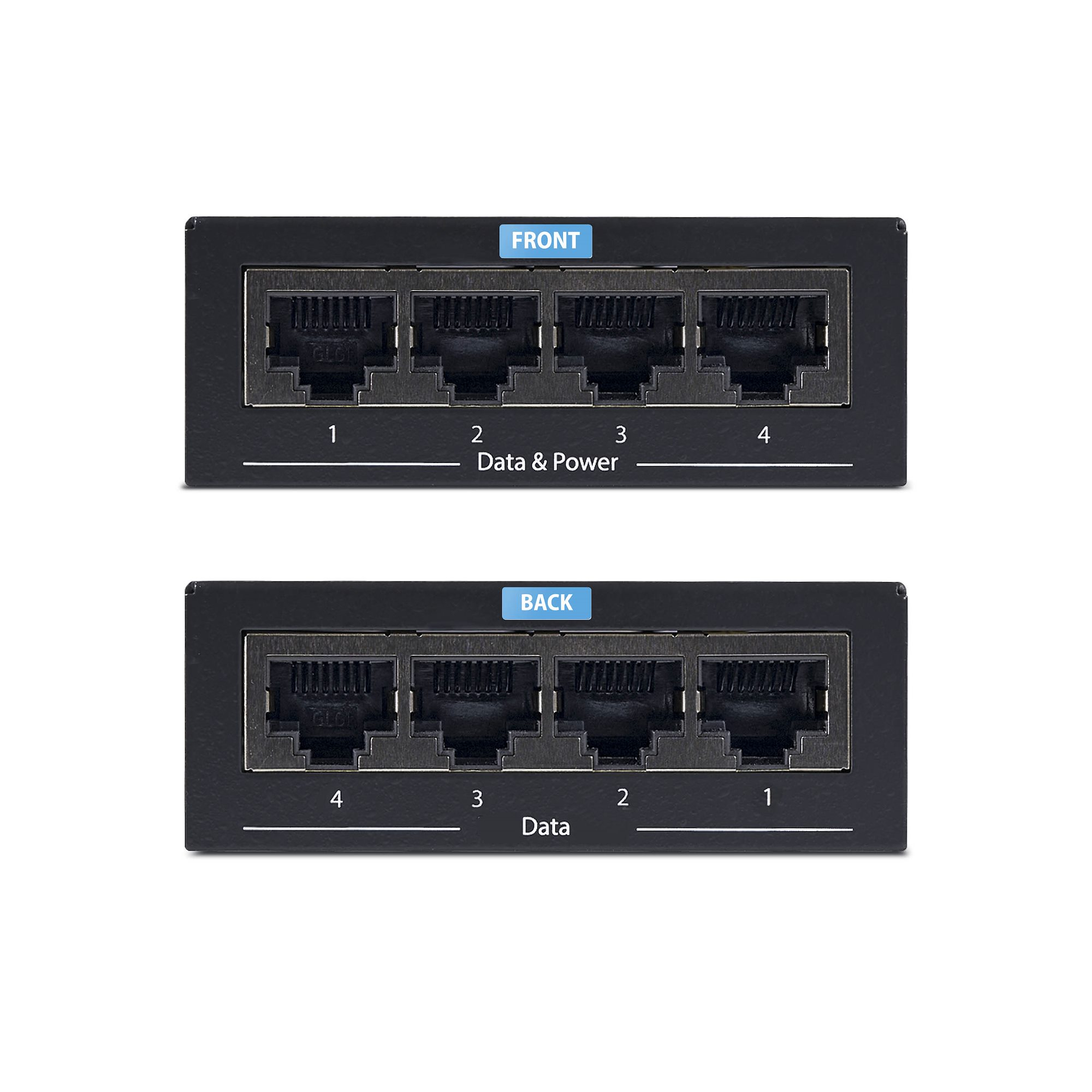StarTech.com 4-Port Gigabit Midspan, PoE+ Injector, 802.3at and 802.3af, Wall-Mountable Power over Ethernet Midspan, Up to 30.8 Watts per port, Plug-and-Play, T – image 3