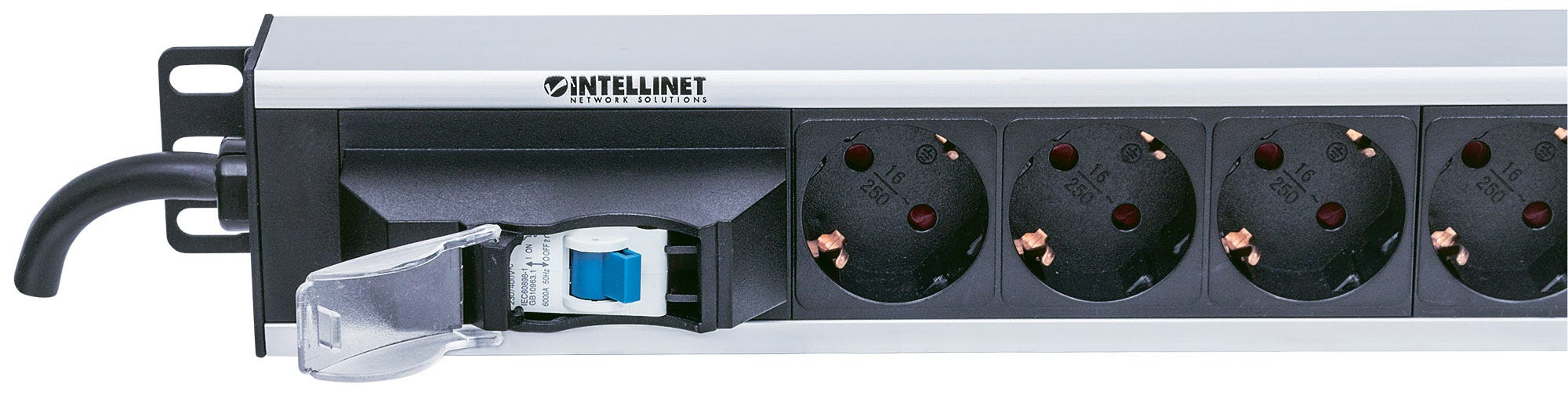 Intellinet Vertical Rackmount 12-Output Power Distribution Unit (PDU), EU CEE 7/3 Outlets, With Single Air Switch, No Surge Protection, Built-in 1.6m Power Cord – image 4