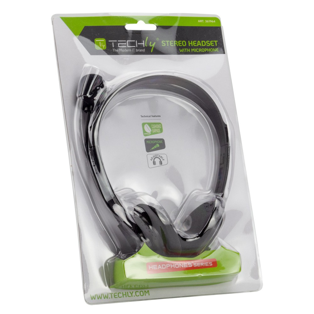 Techly SB-HP3TY headphones/headset Wired Head-band Office/Call center Black – image 2