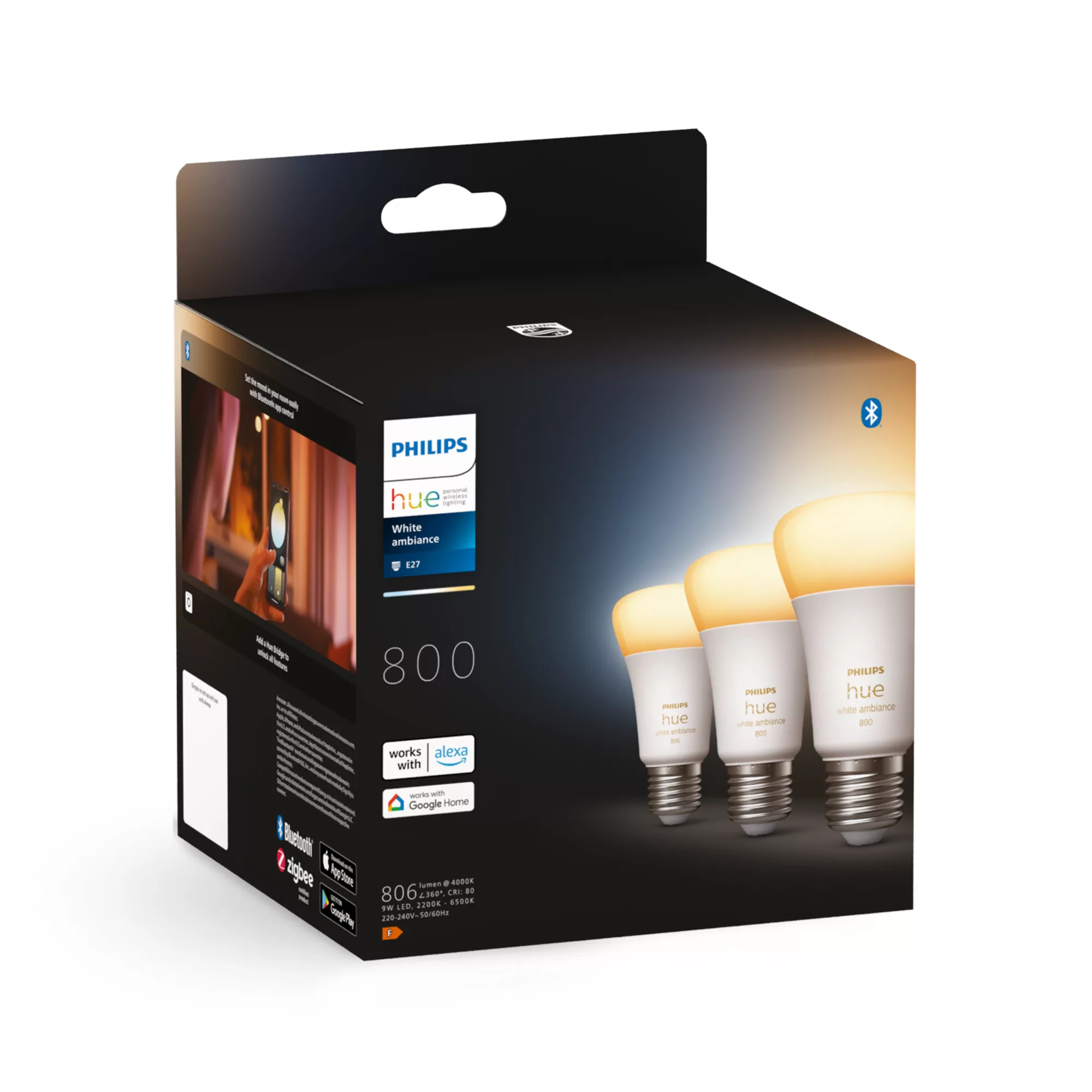 Philips by Signify Philips Hue White ambience A60 – E27 smart bulb – 800 (3-pack) – image 3