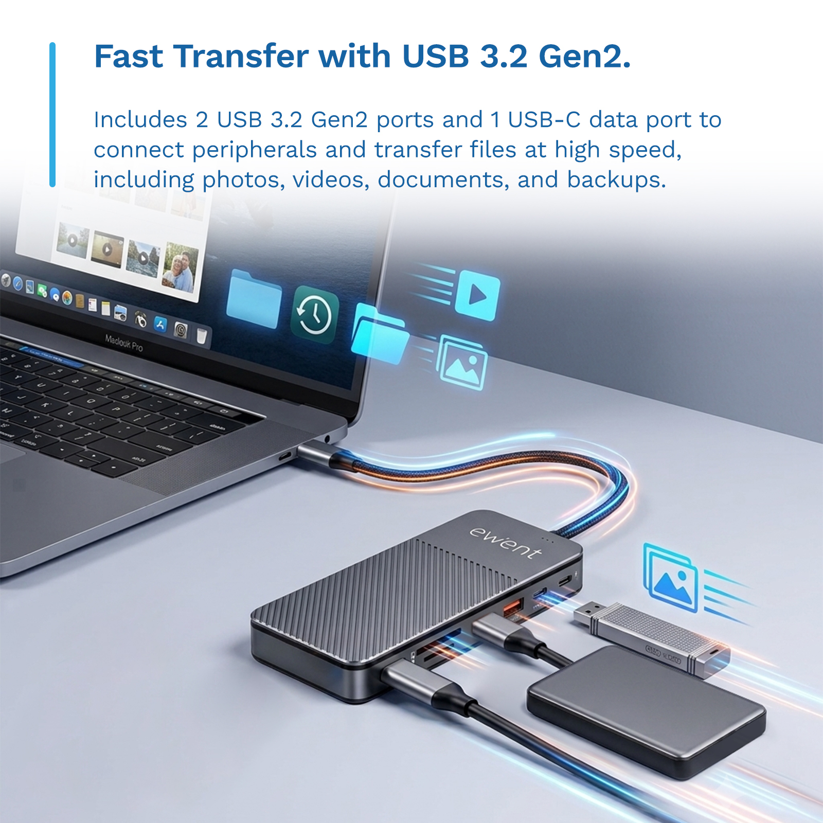 Ewent EW1156 laptop dock/port replicator Wired USB 3.2 Gen 1 (3.1 Gen 1) Type-C Aluminium – image 7