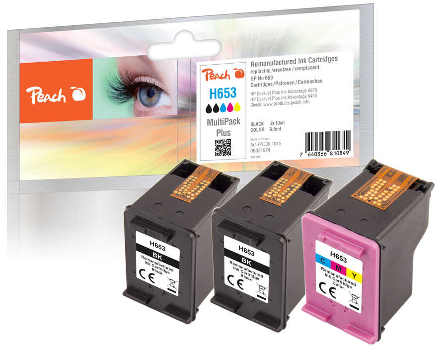 Peach PI300-1046 ink cartridge 3 pc(s) Compatible Standard Yield Black, Cyan, Magenta, Yellow