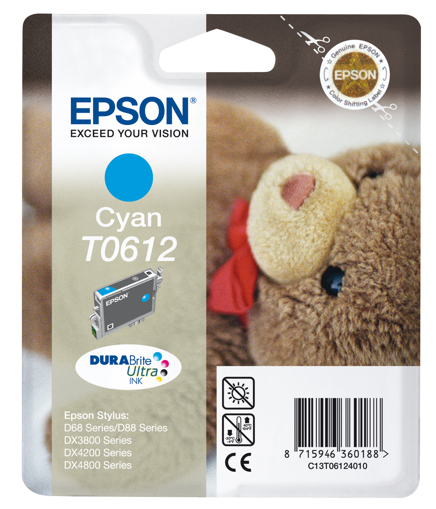 Epson Teddybear Singlepack Cyan T0612 DURABrite Ultra Ink – image 1