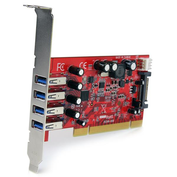 StarTech.com 4 Port PCI SuperSpeed USB 3.0 Adapter Card with SATA / SP4 Power – image 2
