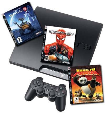 Sony Interactive Entertainment PlayStation 3 Slim + Wall-E + Spider-Man + Kung Fu Panda