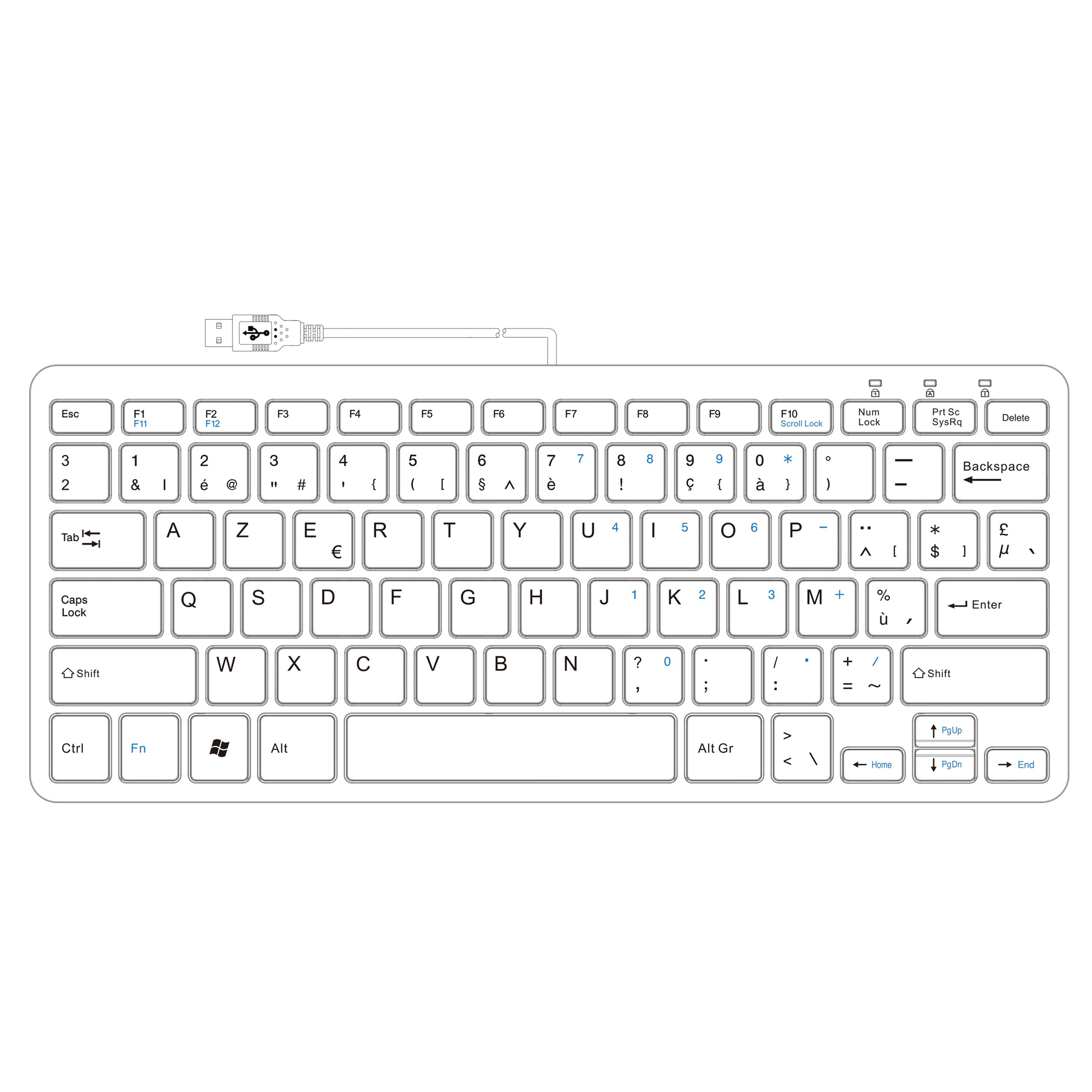 R-Go Tools Ergonomic keyboard R-Go Compact, compact keyboard, flat design, AZERTY (BE), wired, white – image 2