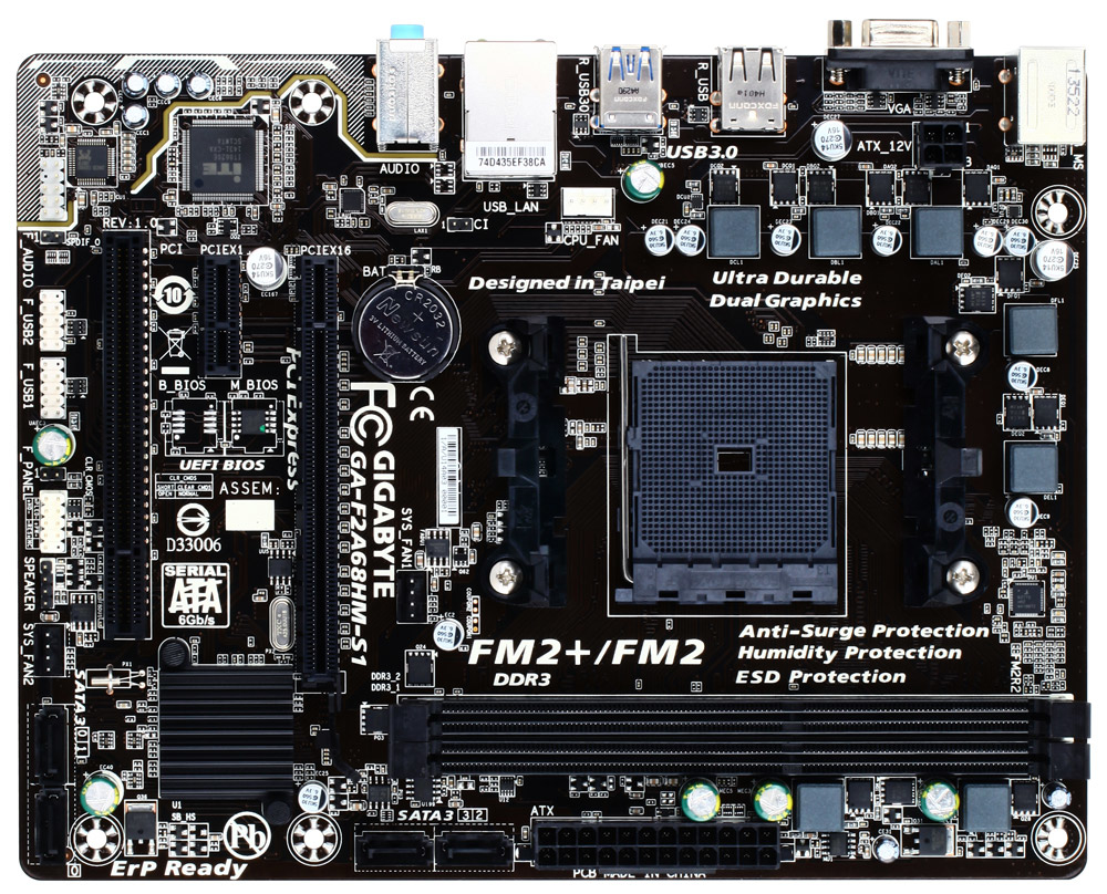 GIGABYTE GA-F2A68HM-S1 motherboard AMD A68H Socket FM2+ micro ATX – image 1