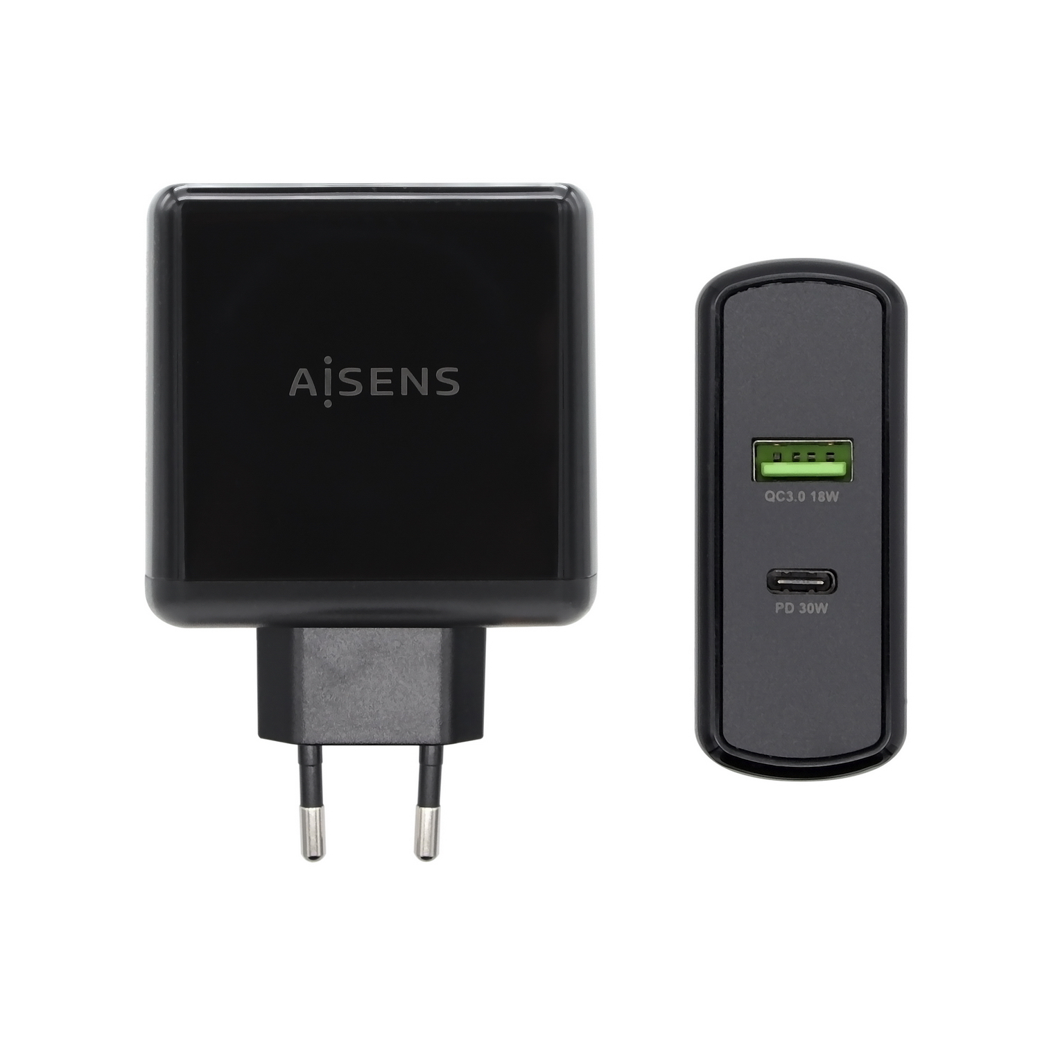 AISENS ASCH-2PD30QC-BK mobile device charger GPS, Gaming controls, MP3, MP4, Mobile phone, Laptop, Smartphone, Tablet Black AC Fast charging Indoor
