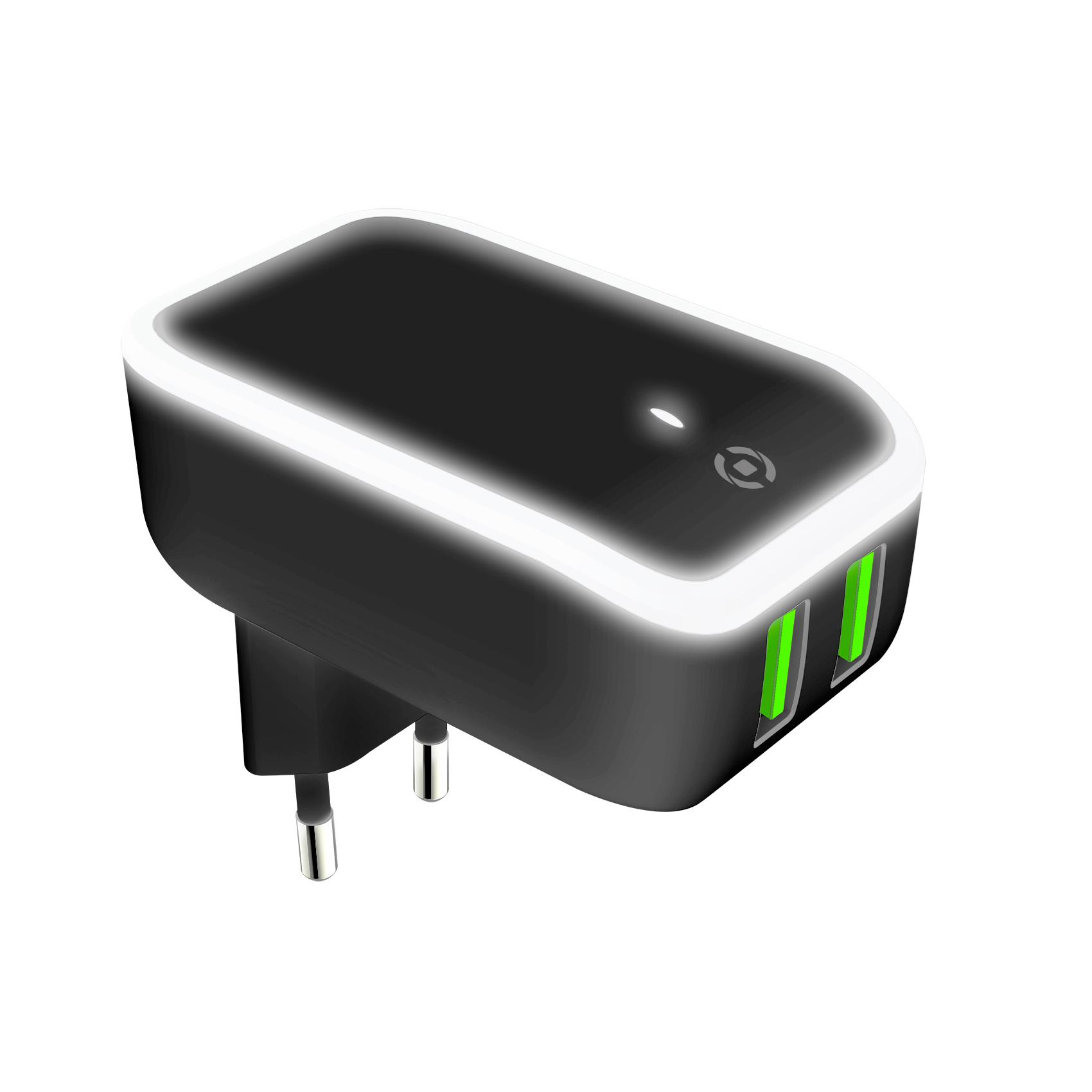 Celly TC2USBLEDBK mobile device charger Universal Black, White AC Indoor – image 1