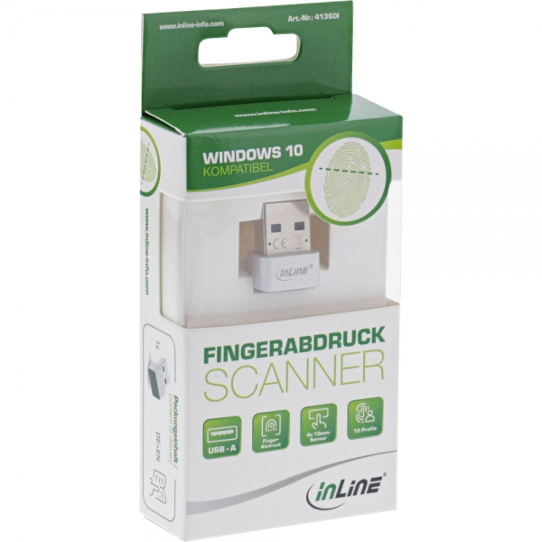 InLine 41360I fingerprint reader USB 2.0 Black, White – image 4