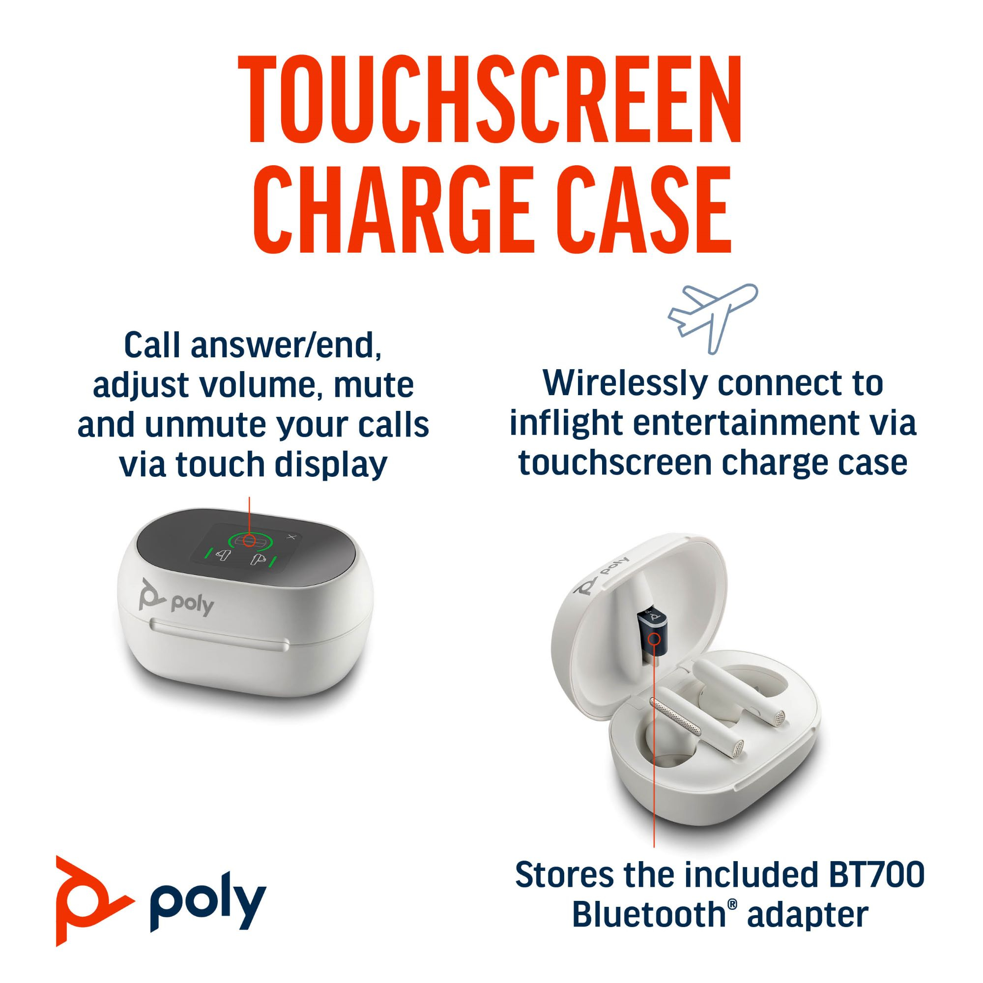 HP Poly Voyager Free 60+ UC White Sand Earbuds +BT700 USB-C Adapter +Touchscreen Charge Case – image 5