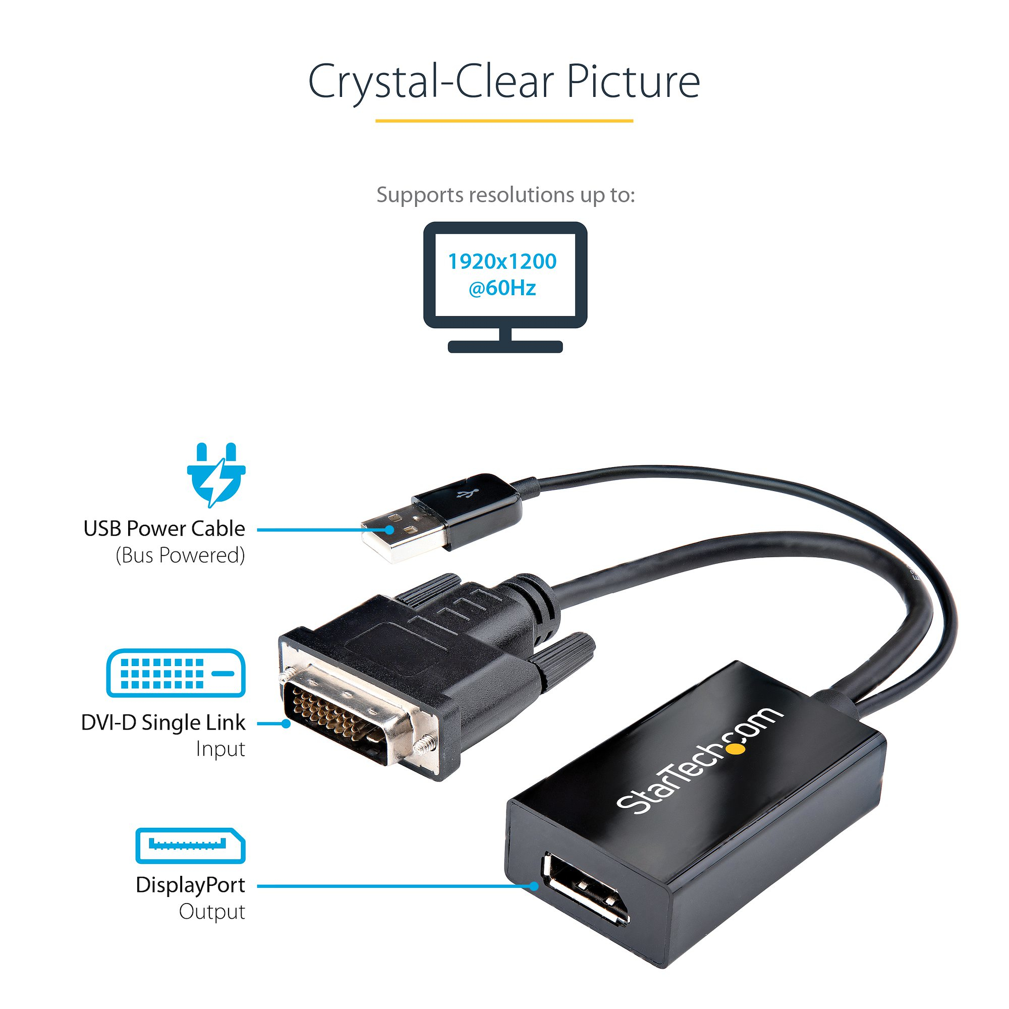 Resim StarTech.com DVI2DP2 DVI - DisplayPort Adaptörü - 1920 x 1200