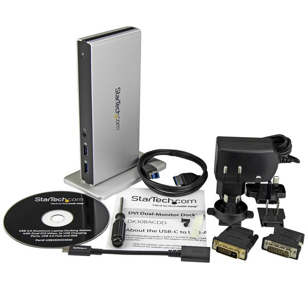 StarTech.com DVI Dual-Monitor Docking Station for USB-C Laptops - Includes USB-C to A Adapter, HDMI, and VGA Adapters – image 6