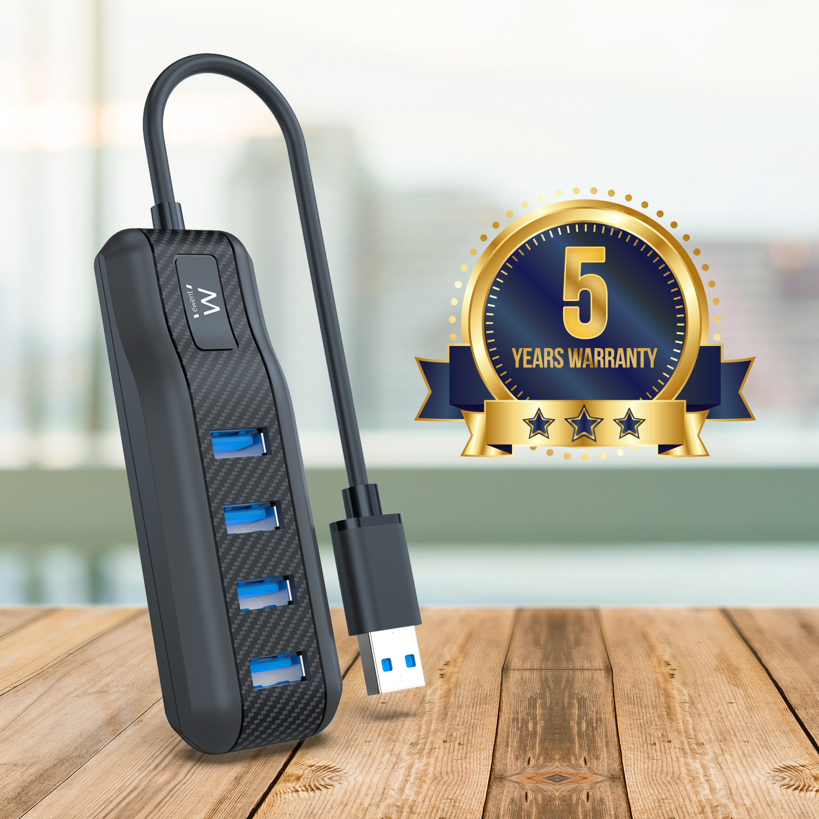 Ewent EW1138 interface hub USB 3.2 Gen 1 (3.1 Gen 1) Type-A 5000 Mbit/s Black – image 5