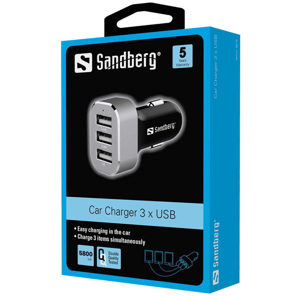 Sandberg Multi Car Charger 3xUSB 7.2A – image 2
