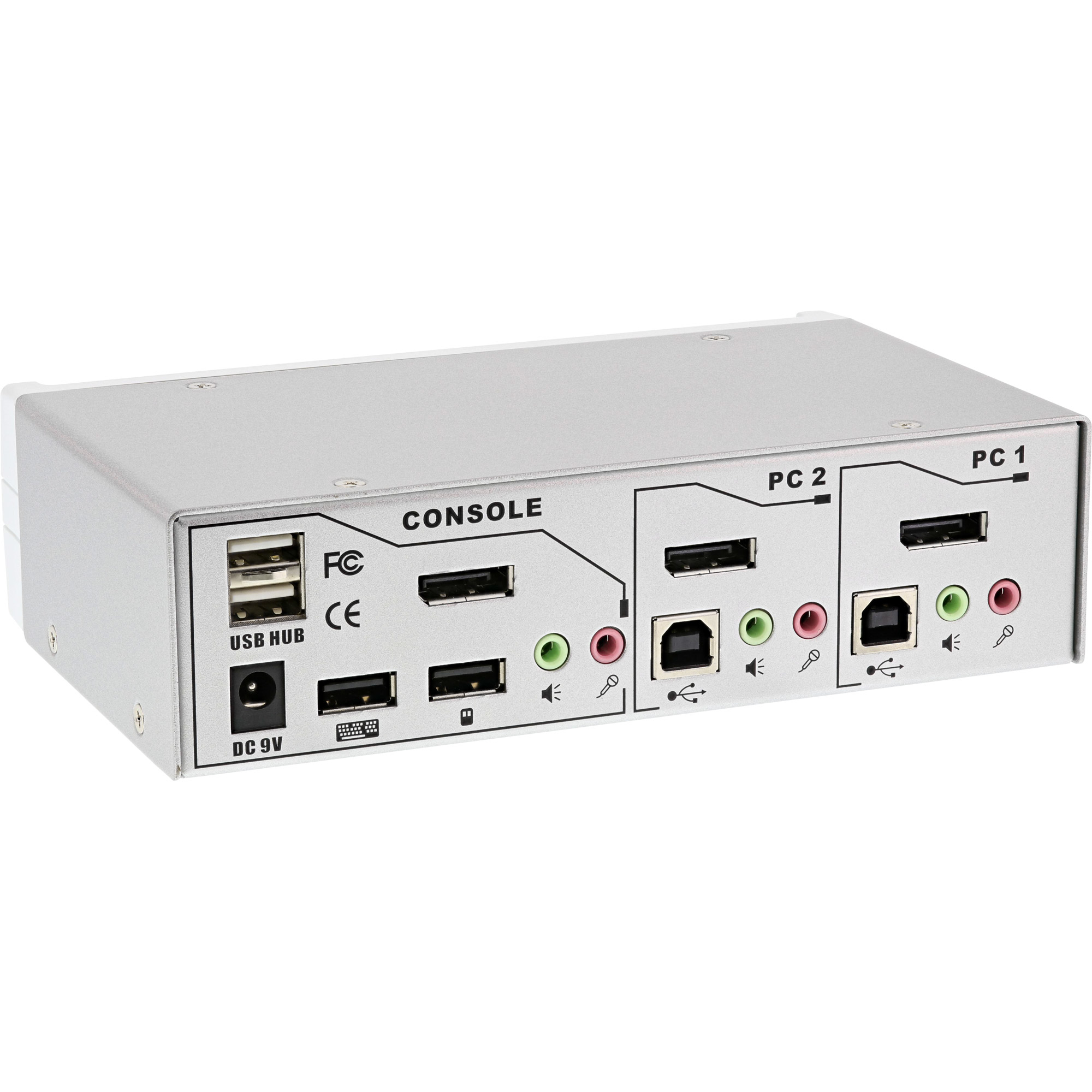 InLine Desktop KVM Switch, 2-port, DisplayPort 1.2, 4K, USB 2.0, Audio – image 2