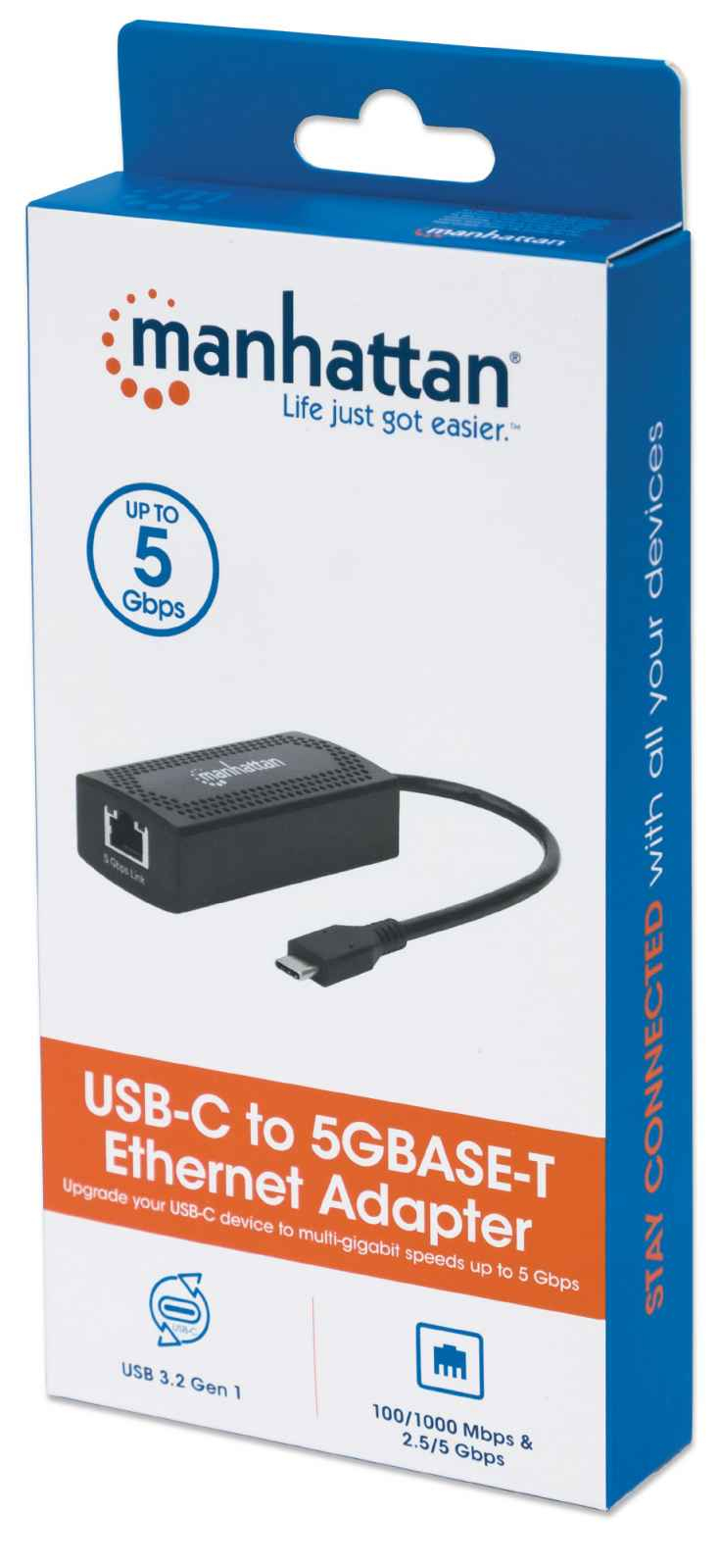 Manhattan USB-C to 5GBASE-T Gigabit (10/100/1000 Mbps & 5 Gbps) RJ45 Network Adapter, 5 Gbps (USB 3.2 Gen1 aka USB 3.0), SuperSpeed USB, Multi-Gigabit Ethernet, – image 5