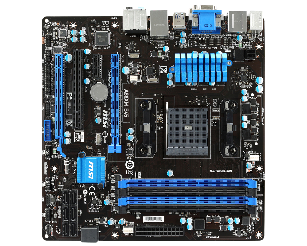 MSI A88XM-E45 motherboard AMD A88X Socket FM2+ micro ATX – image 2