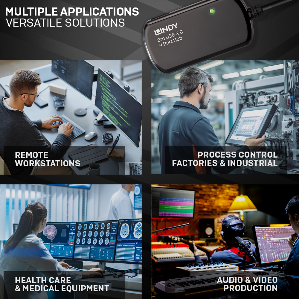 Lindy 8m USB 2.0 Active Extension Pro Hub – image 4