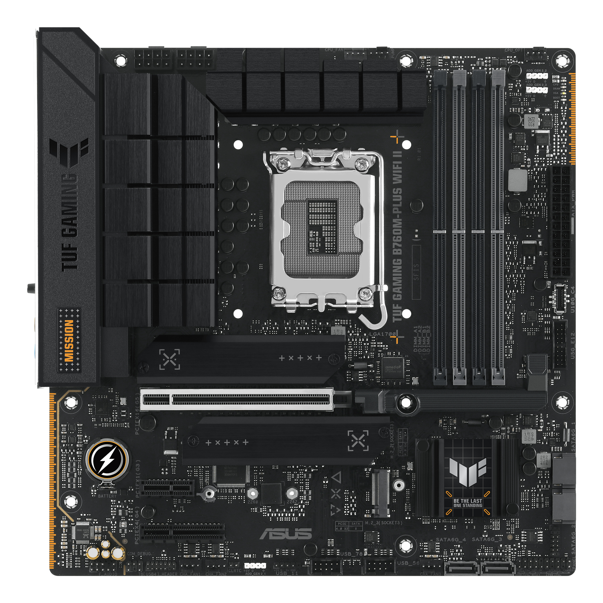 Tarjeta Madre ASUS TUF GAMING B760M-PLUS WIFI II - Socket 1700 - 4xDDR5 - 4800/6400(OC)/7800+(OC) MHz - HDMI - DisplayPort - Micro ATX - TUF GAMING B760M-PLUS WIFI II