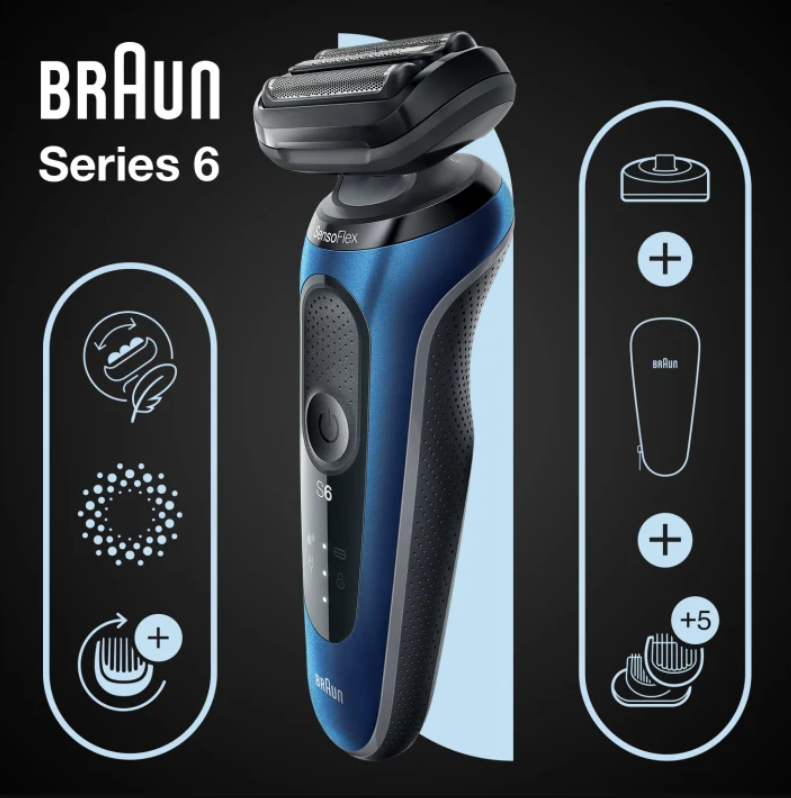 Braun Series 6 61-B4500cs Foil shaver Trimmer Black, Blue – image 2