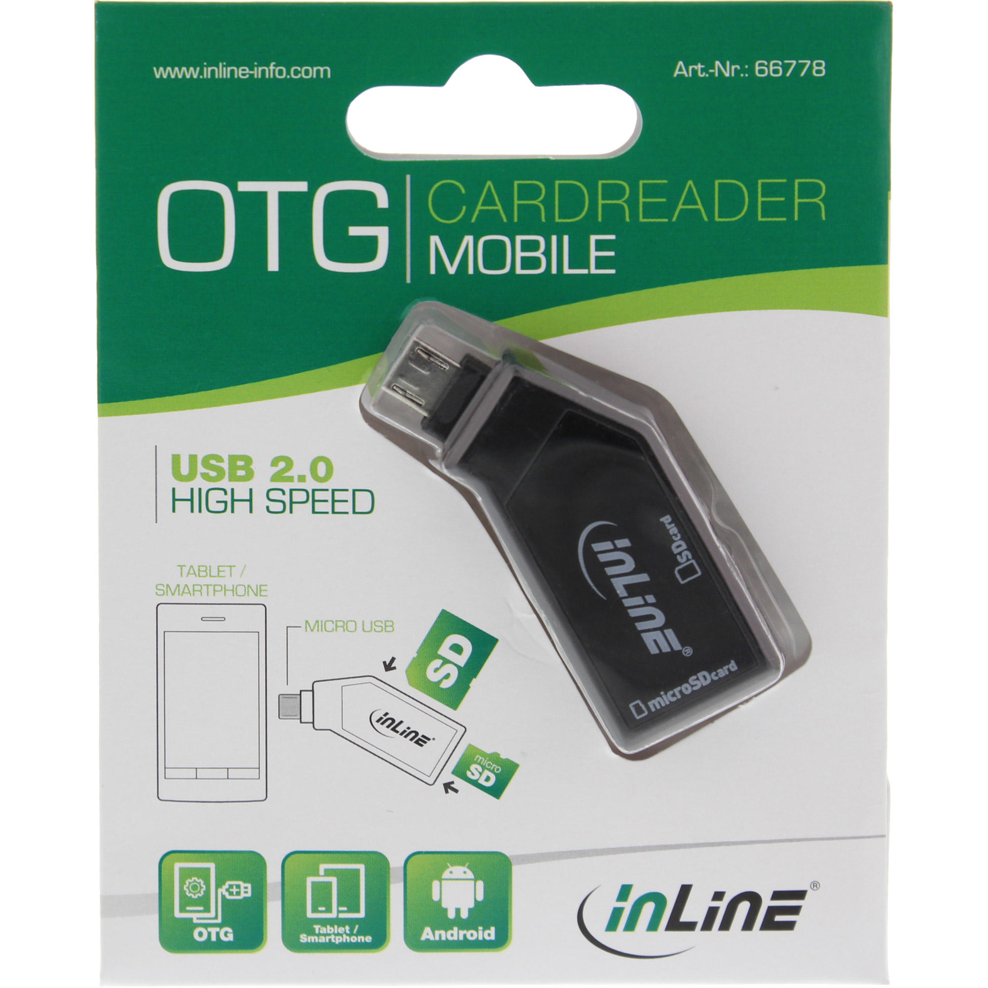 InLine OTG Mobile Card Reader USB 2.0 for SD and microSD for Android – image 3