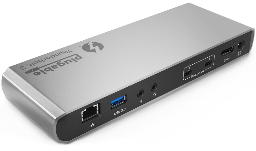 Plugable Technologies TBT3-UD1-83 laptop dock/port replicator Docking Thunderbolt 3 Black, Grey