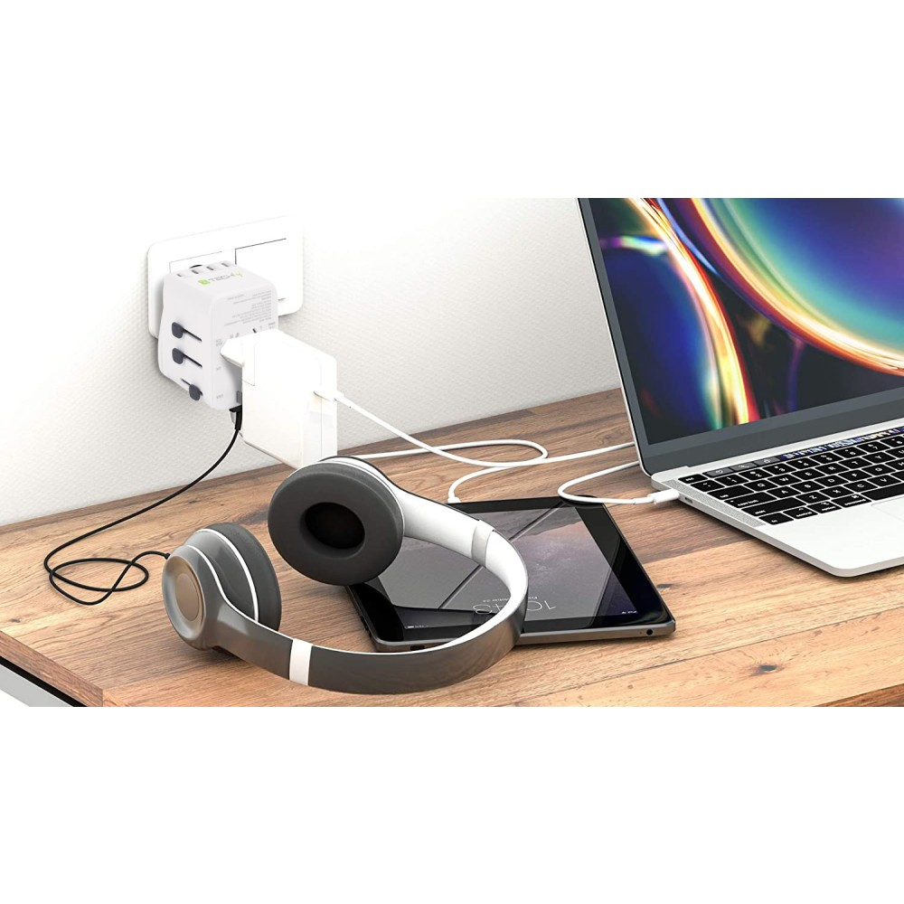 Techly Travel Adapter 3 Port USB-A + 1 USB-C White – image 8