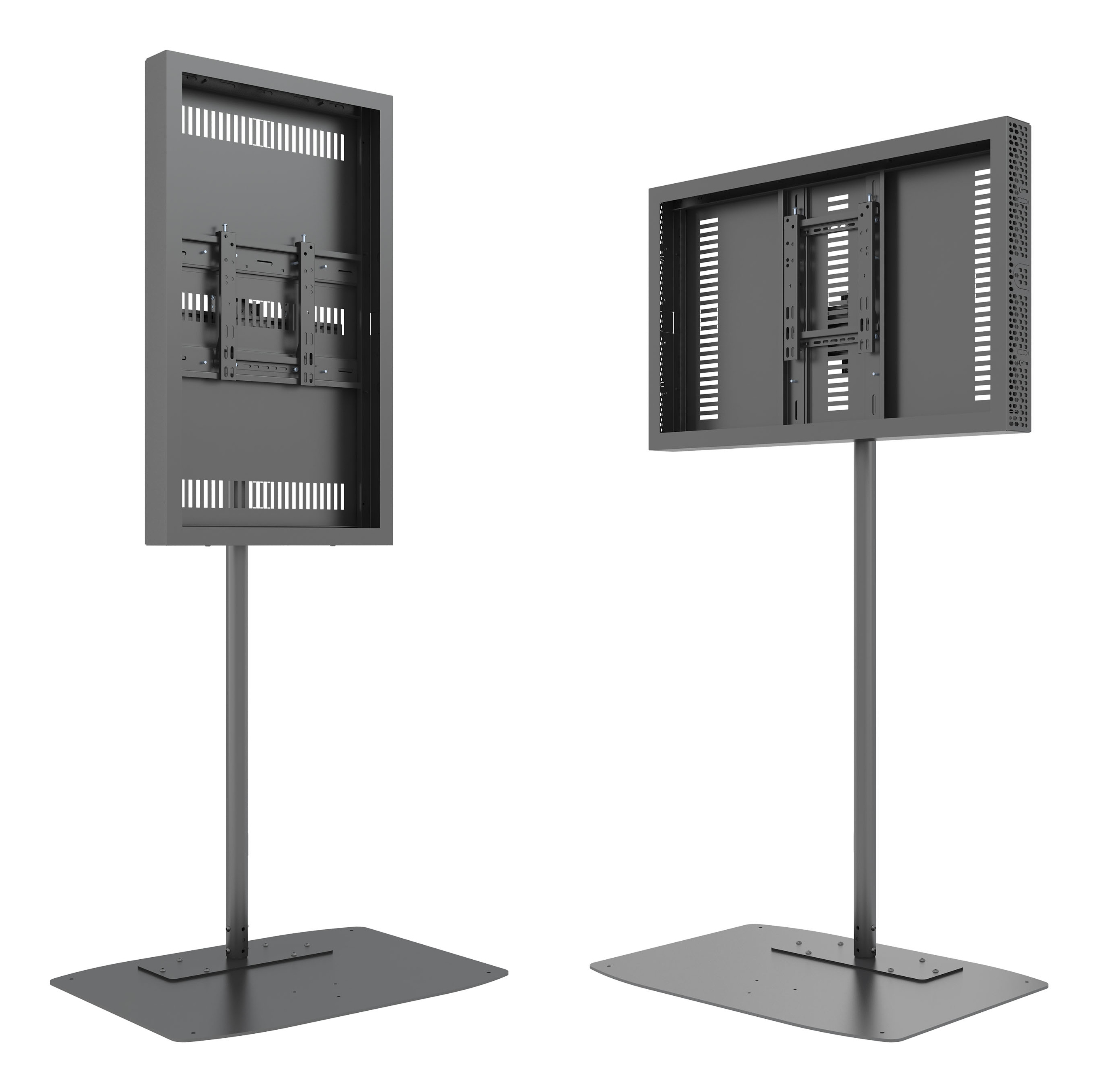 صورة M Pro Series - 43 بوصة حامل أرضي بقطب واحد، فولاذ أسود