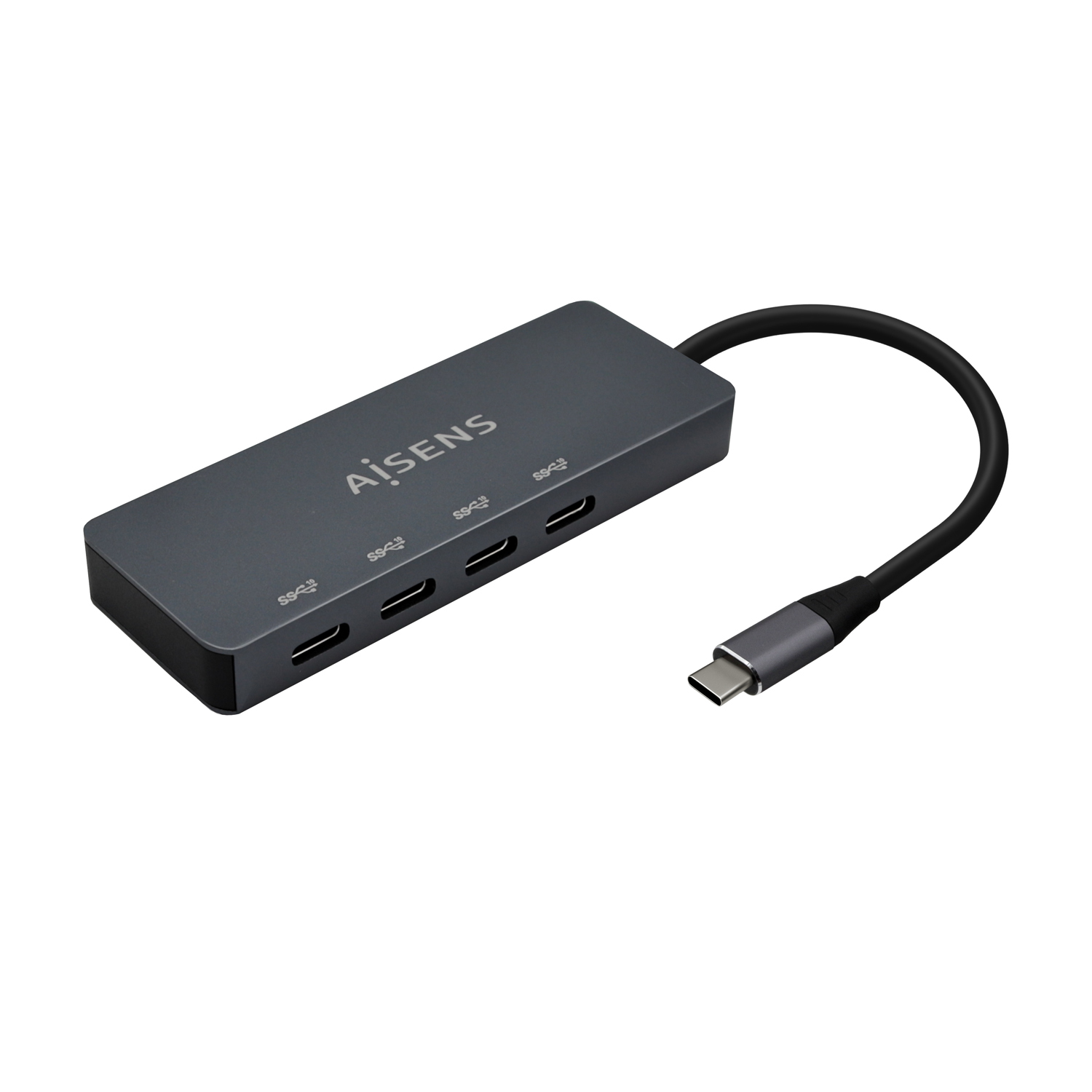 AISENS USB3.2 Gen1 5G USB-C Hub, USB-C/M-4xUSB-C/H, Grey, 15cm