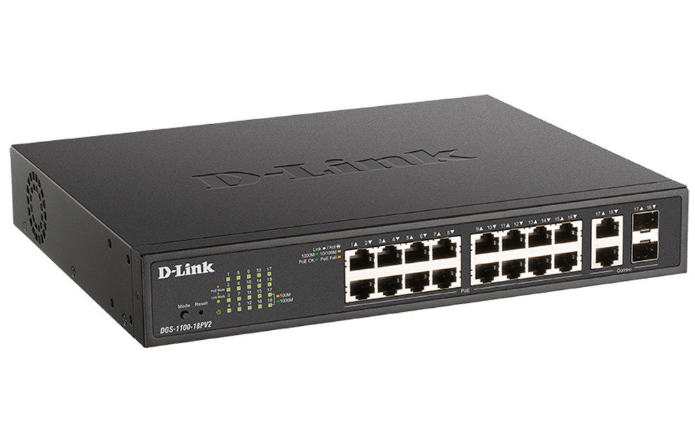 D-Link DGS-1100-18PV2 network switch Managed L2 Gigabit Ethernet (10/100/1000) Power over Ethernet (PoE) 1U Black – image 2