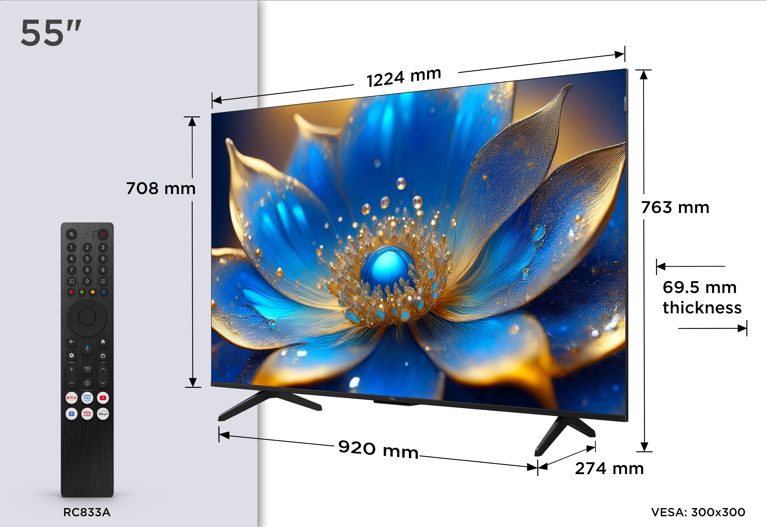 TV QLED Tcl 55QLED780K 138 cm 4K UHD 2025 Aluminium brossé — photo 4