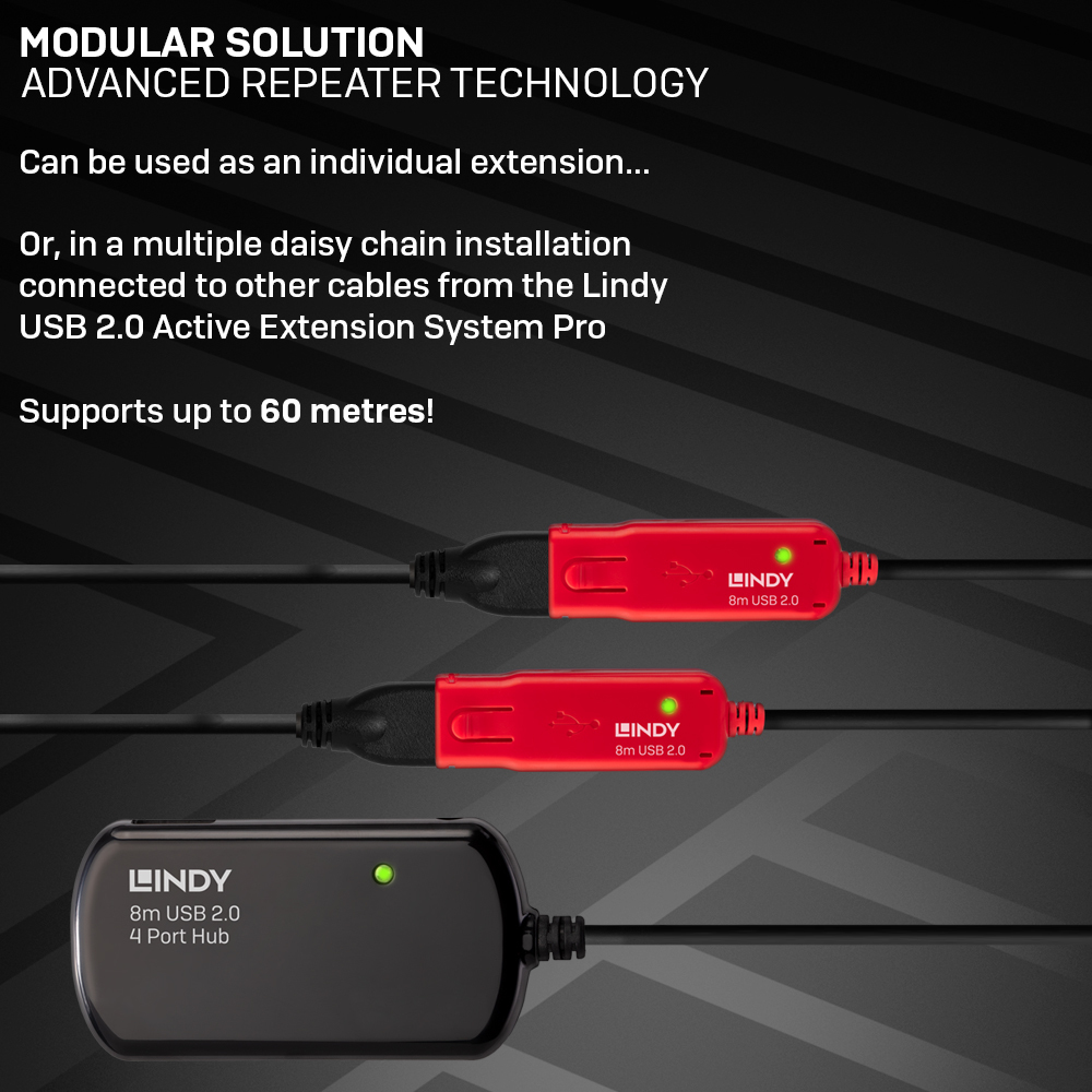 Lindy 8m USB 2.0 Active Extension Pro Hub – image 6