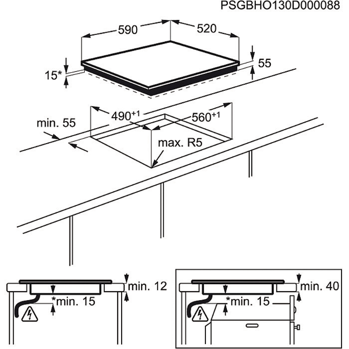 AEG HK6532H2FB Black Built-in Zone induction hob 3 zone(s) – image 2
