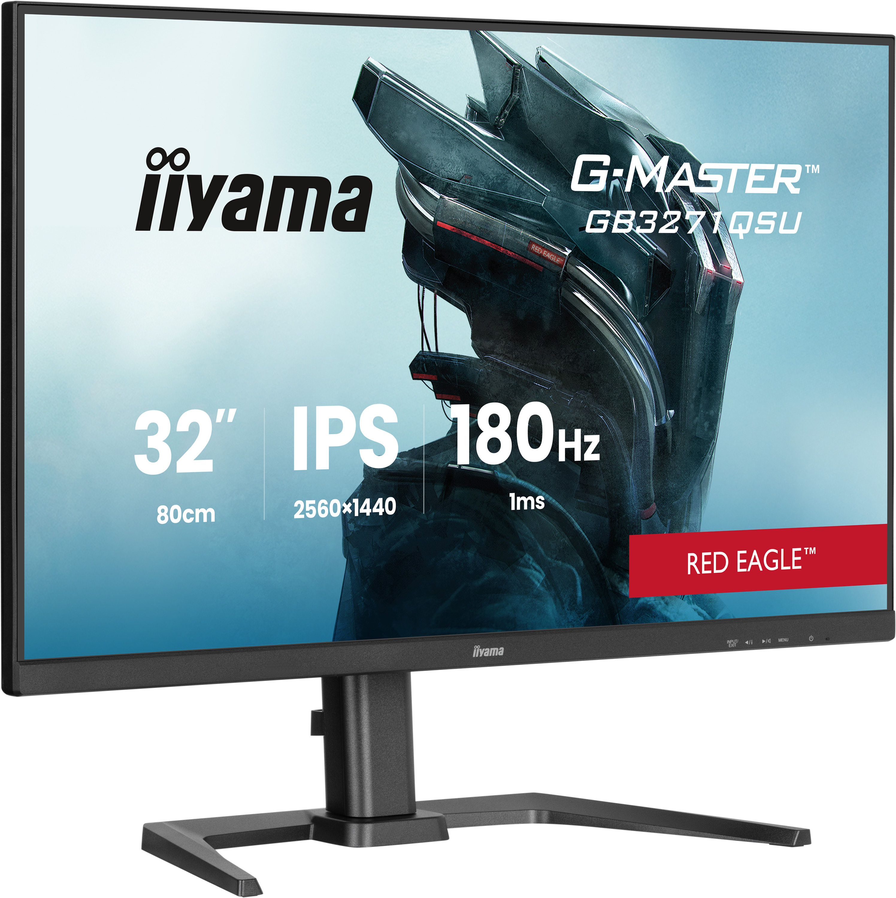 iiyama G-MASTER Red Eagle GB3271QSU-B2 - LED monitor - 32" (31.5" viewable) - 2560 x 1440 WQHD @ 165 Hz - IPS - 400 cd/m� - 1200:1 - 1 ms - 2xHDMI, 2xDisplayPort - speakers - matte black