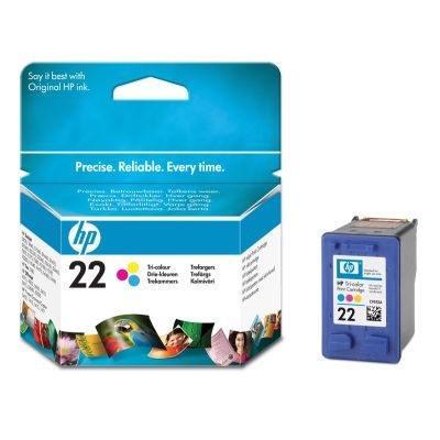 HP 22 Tri-colour Inkjet Print Cartridge, 10% Plus