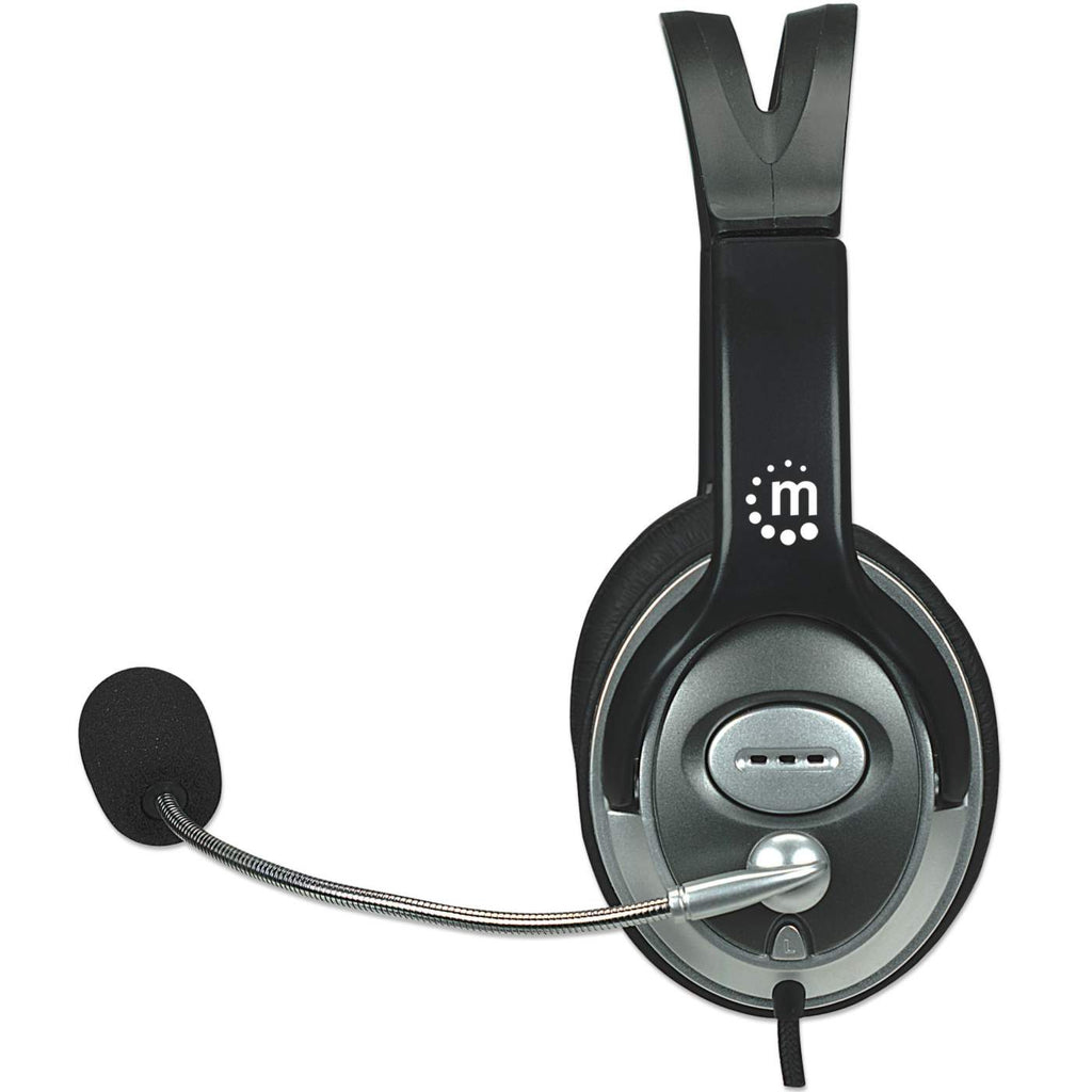 Manhattan Stereo Over-Ear Headset (3.5mm), Microphone Boom (padded), Adjustable Steel Headband, In-Line Volume Control, Ear Cushions, Std – image 3