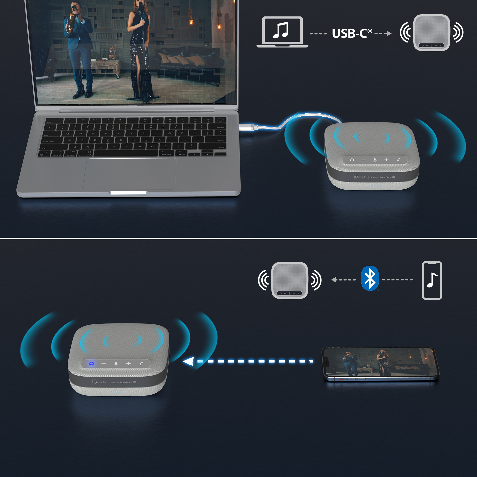j5create JCDS337 USB-C® Dual 4K Speakerphone Dock Pro, Black – image 8