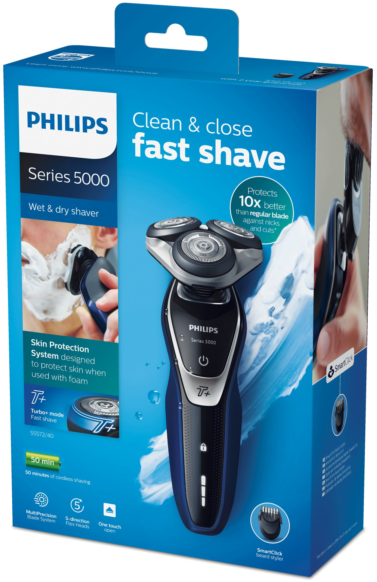 Philips SHAVER Series 5000 wet & dry electric shaver with beard trimmer S5572/40 – image 2