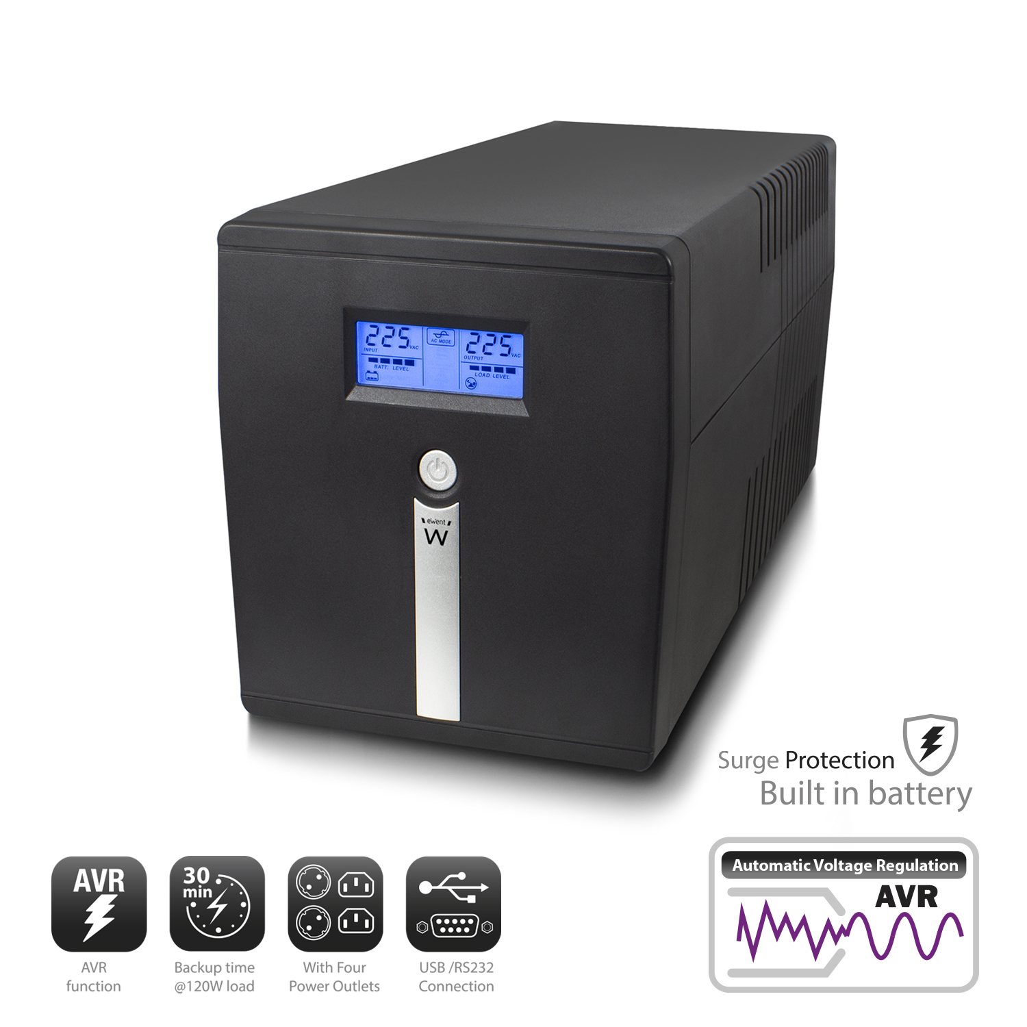 Ewent EW3948 uninterruptible power supply (UPS) Line-Interactive 1 kVA – image 2