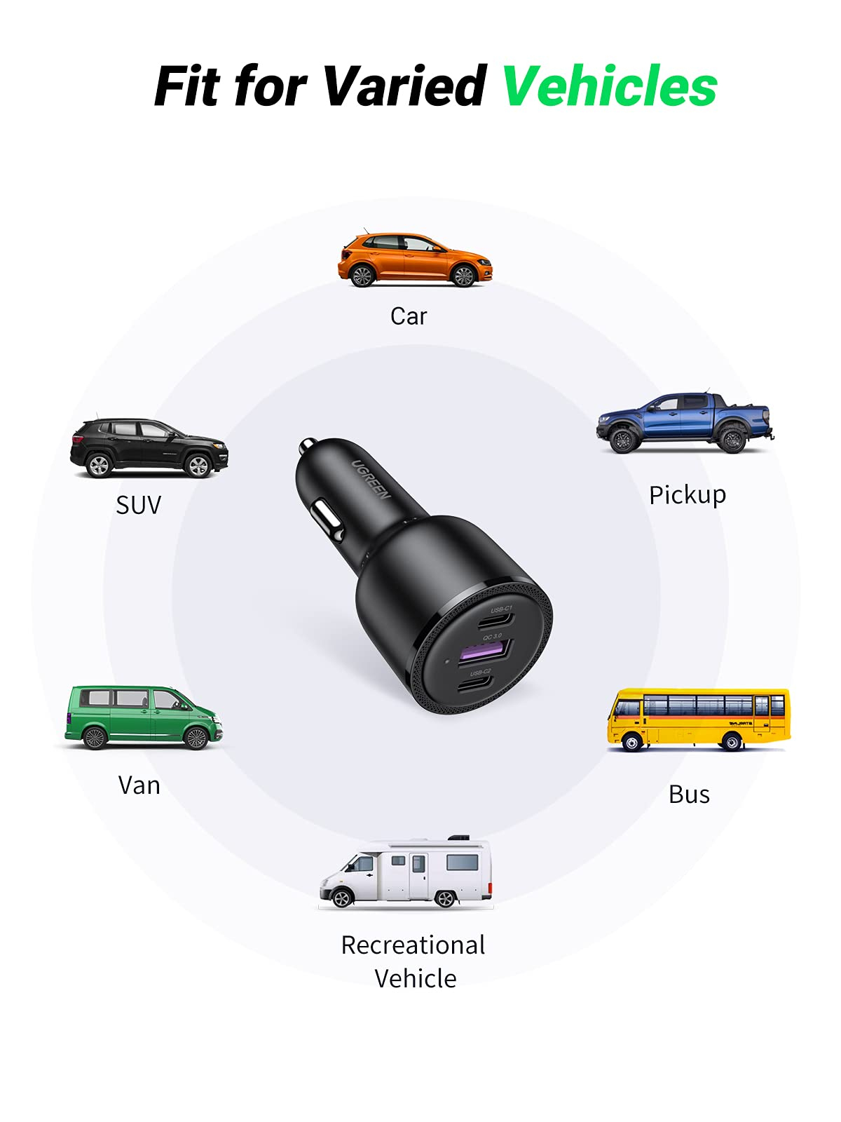 Ugreen CD239 Universal Black Cigar lighter Fast charging Auto – image 4