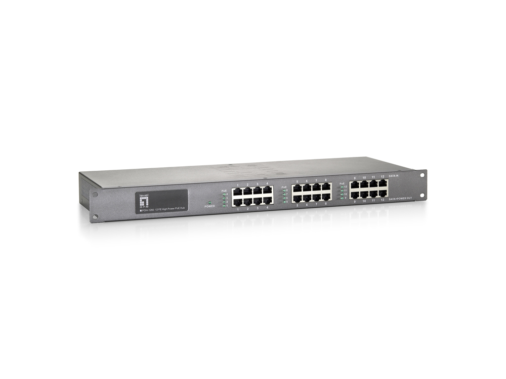 LevelOne 12-Port Fast Ethernet PoE Injector Hub – image 1