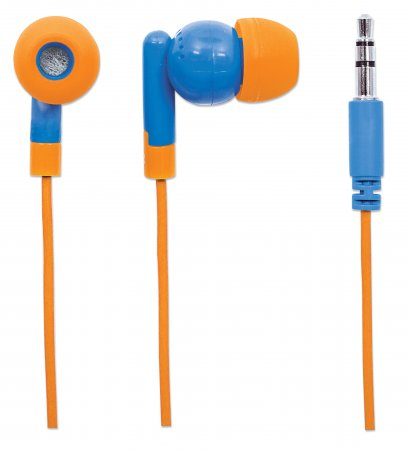 Manhattan x40 Earphones with In-Line Mic (Clearance Pricing), Counter Top Display Pack, x4 colour combinations: Teal/Yellow, Blue/Orange, Pink/Fuschia, Black/Gr – image 6