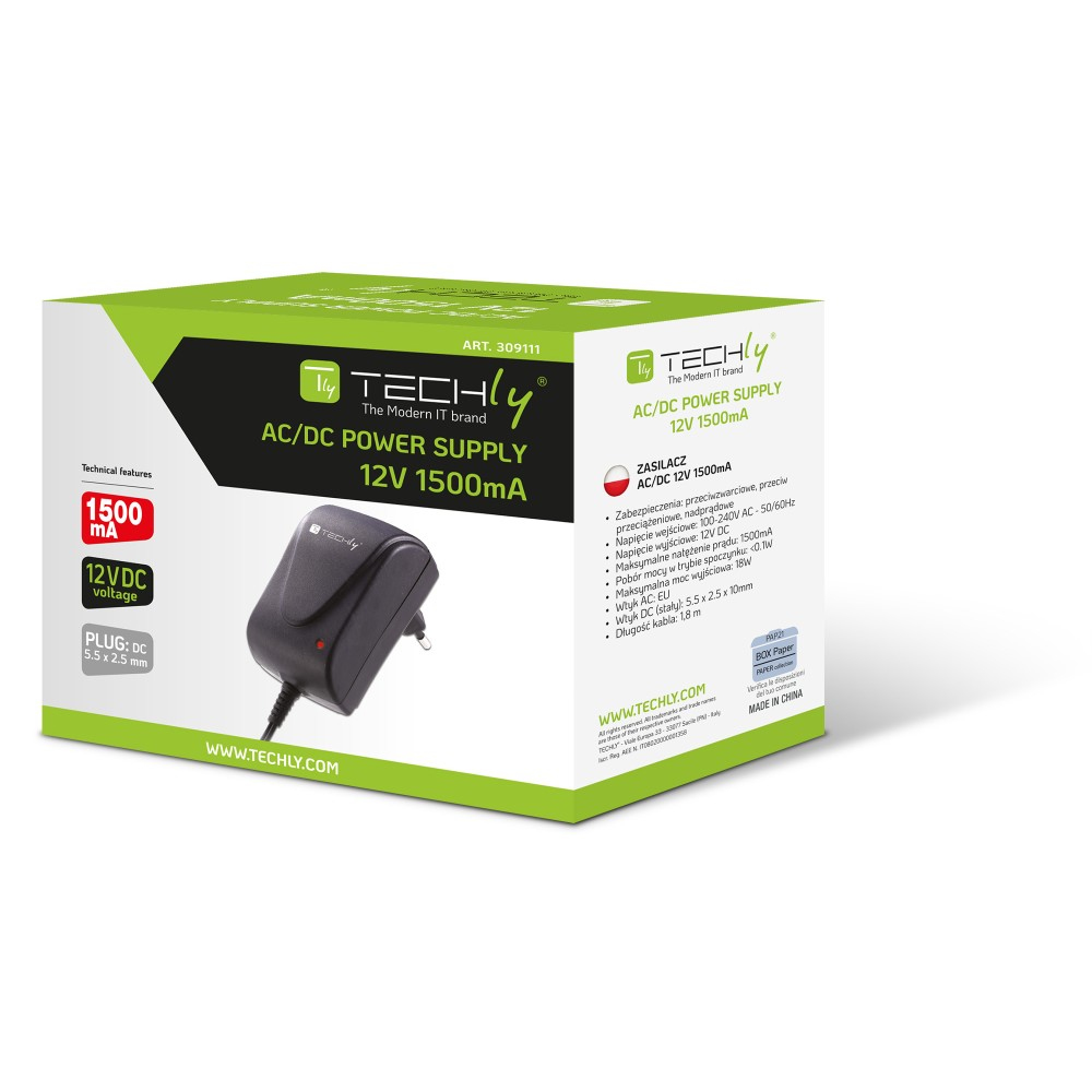Techly Power Supply AC/DC 100-240V/12V, 1,5A – image 2
