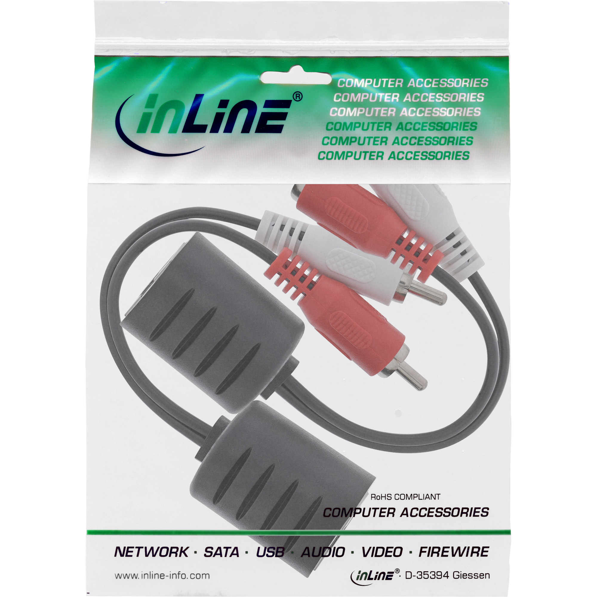 InLine RCA Audio over LAN / Ethernet / RJ45 Cable 2pcs. one set – image 3