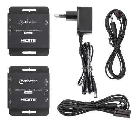 Manhattan 4K HDMI over Ethernet Extender Kit, Extends 4K@30Hz signal up to 40m or a 1080p@60Hz signal up to 70m with a single Cat6 Ethernet Cable, Transmitter a – image 5