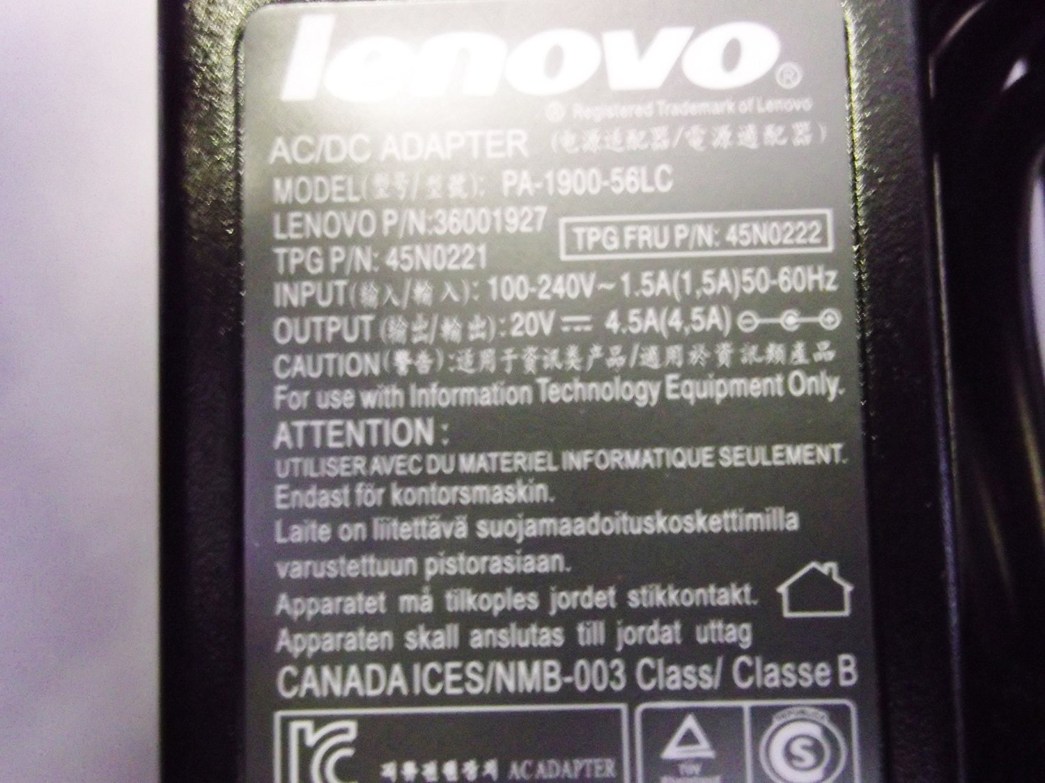 Lenovo PA190056LC power adapter/inverter Indoor – image 3